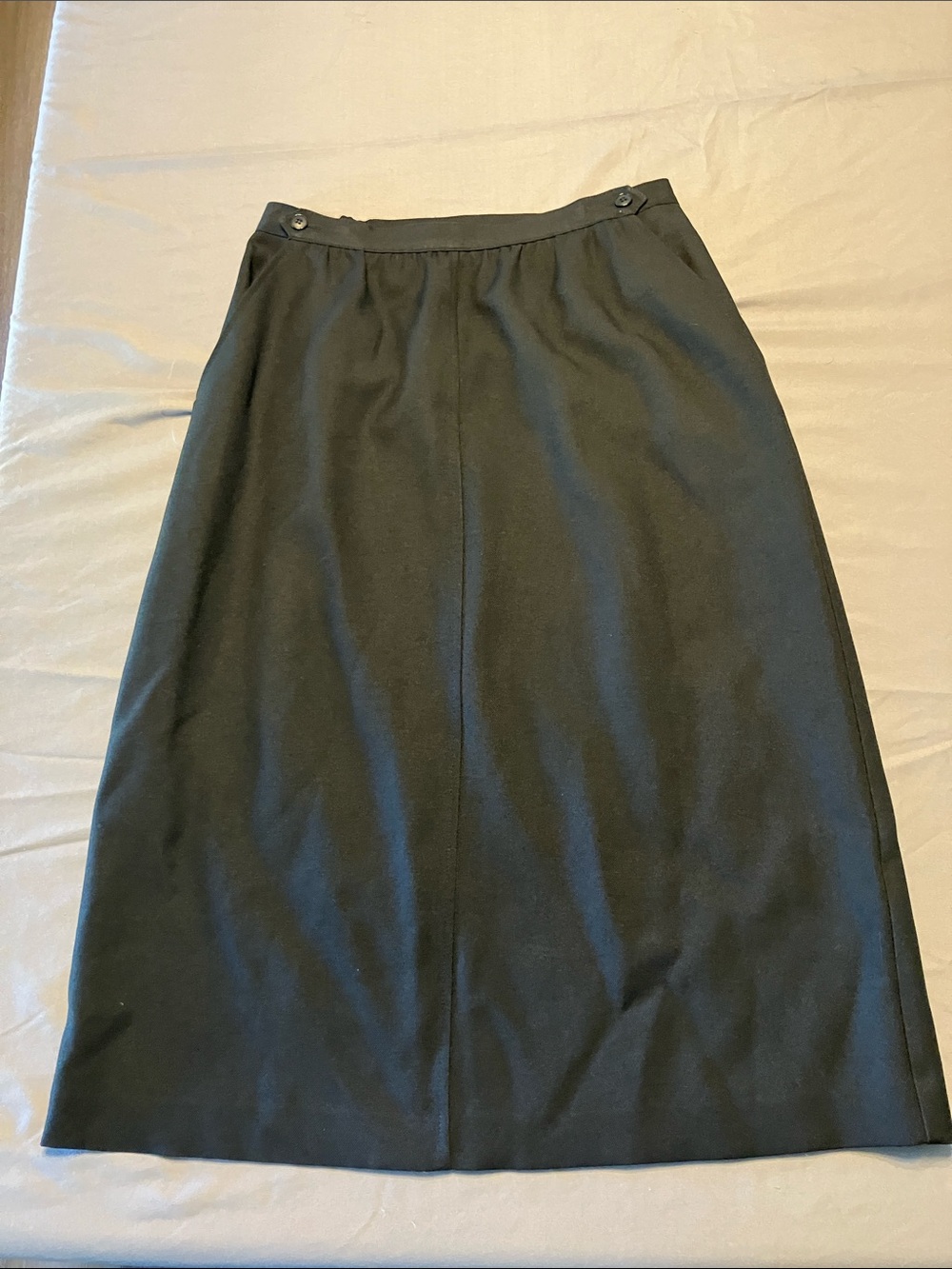 Classic Black Midi Skirt with Subtle Button Detail